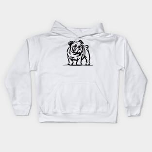 This is a simple black ink drawing of a bulldog Kids Hoodie